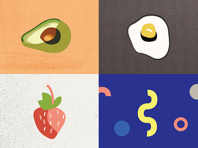 Farm & Haus Group avocado colors dailydesign design digitalillustration egg food food art foodillustration illustration shapes strawberry