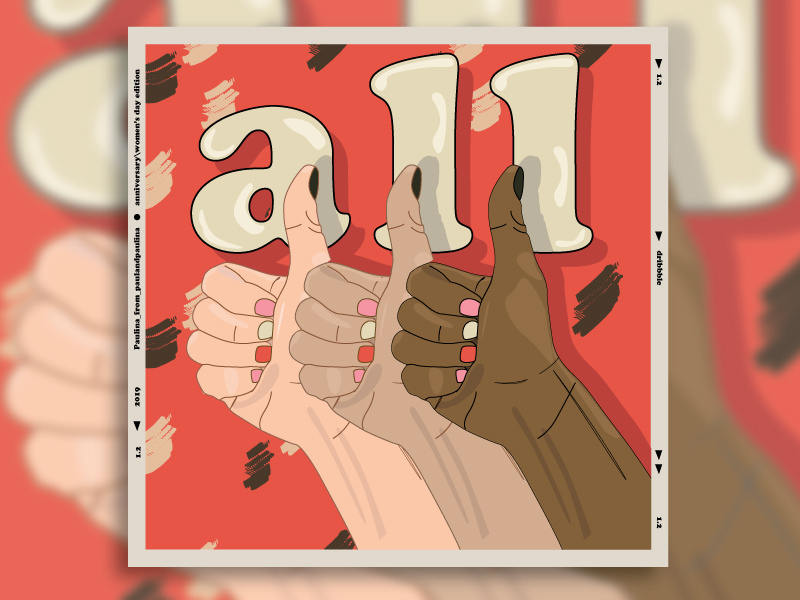 International Women's Day poster art poster equality women empowerment nailpolish thumb up womens day women in illustration typography pattern concept design colors illustration
