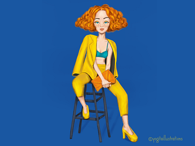 Lady in yellow art artist cartoon character character design digital art digital painting drawing illustration
