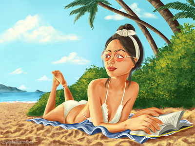 Chilling at the beach 2d art artist cartoon character character design digital art digital painting drawing dribbble illustration model woman