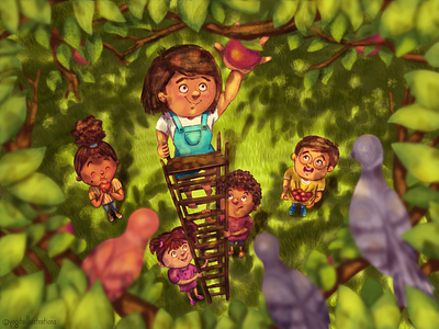 Fruit picking art cartoon character character art character design children childrenbookillustrator childrens book illustration childrens illustration digital art digital painting drawing illustration kids publication