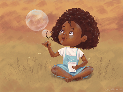Bubbles african american bubbles character character design children childrens book illustration digital art digital painting drawing illustration kid
