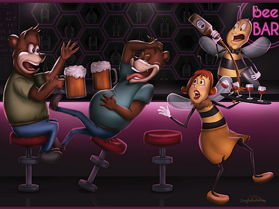 Beer Bar bar bee beer cartoon character character design funny graphic illustration