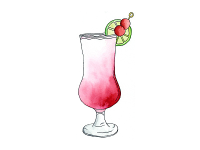 Pink-ish Drinks, part 8 alcohol cocktail drawing drink fruit fun illustration pink watercolor