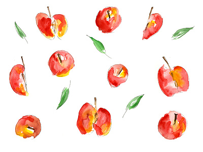 Apples abstract apple apples autumn fall leaf leaves pattern watercolor