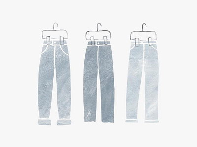 Three Jeans clothes illustration jeans painting simple vintage watercolor