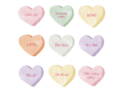 Convo Hearts candy conversation hearts cute heart hearts illustration love simple sugar valentines valentines day vday
