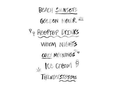 Happy Summer List cute hand lettering happy ice cream lettering list sunset watercolor