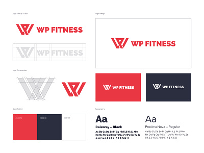 WP Fitness – Brand Identity brand design brand identity design branding lettermark logo logo design logodesign logomark minimalist logo monogram workout logo