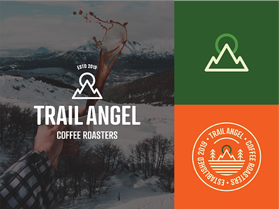 Trail Angel - Brand Assets brand design branding coffee coffee company logo logo design monoline logo mountain outdoors