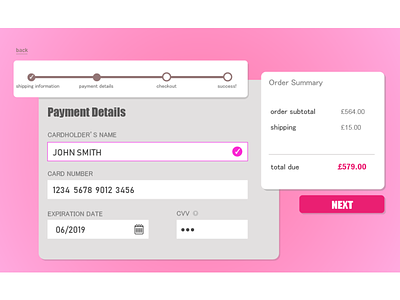 Daily UI 002 - Credit Card Payment checkout form credit card credit card checkout credit card form credit card payment dailyui dailyui 002 dailyuichallenge payment form
