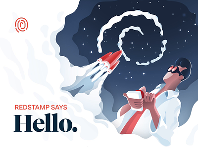 Hello Dribbble! agency animation brand branding debut debut shot hero image illustration landing page marketing messina sans rocket startup tiempos vector visual website