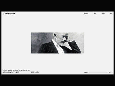 Tchaikovsky Website black and white main music simple swiss ui