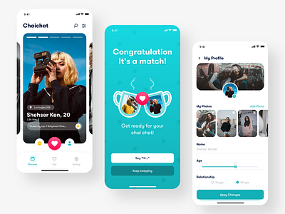 Chaichat Tinder App - it's a match! app chaichat chat chatting graphic design its a match love tinder ui ux