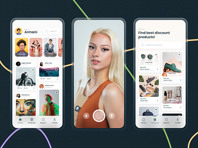 Social Me - Social Media App camera clean ui e commerce facebook instagram like minimal motion graphic post products social social media