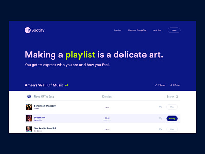 Wall Of Music - Spotify (Concept) artist design music musicapp playlist product design singer song songs spotify ui uidesign uiux uiuxdesign wall of music wom
