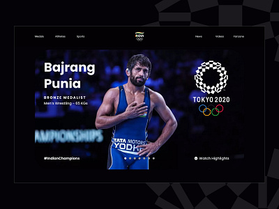 Team India - Olympic Website design flat flat design olympics product design sports tokyo2020 ui uidesign uiux wrestling