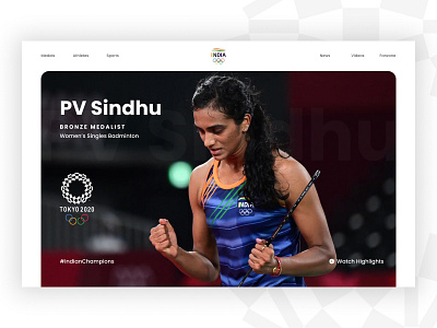 Team India - Olympic Website badminton design flat design olympics product design sports tokyo2020 ui uidesign uiux webdesign website