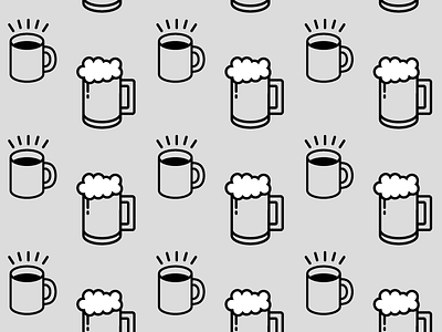 uppers & downers beer coffee icon icons line mug pattern