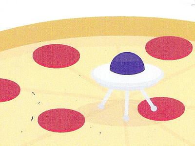 UFO Sighting alien art cheese illustration pepperoni pizza sci ufo