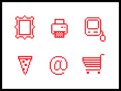 pixel party (.gif) ben pelley debut digital icons pixel pizza print red ui ux web