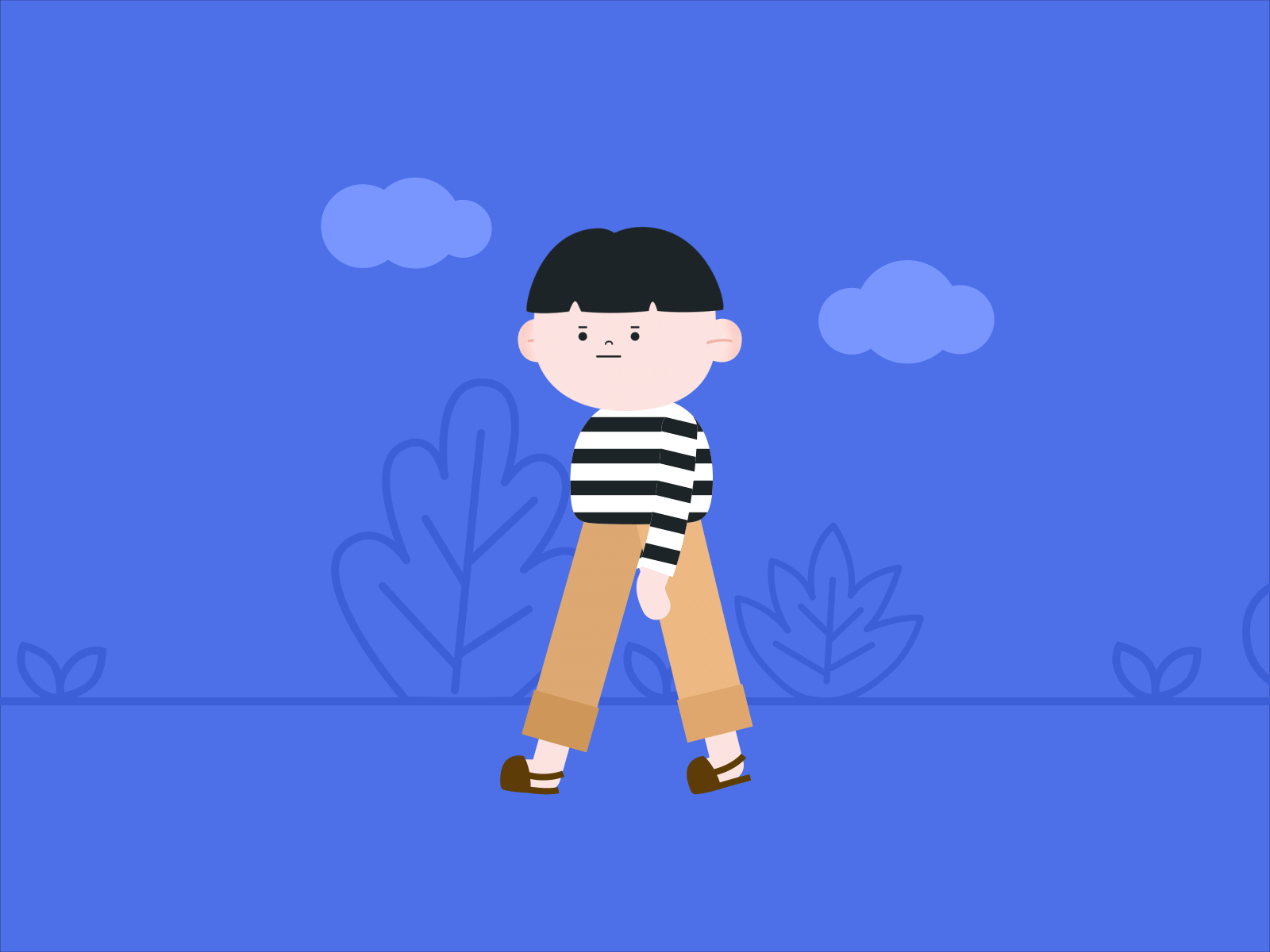 Boy walking with no expression😐 aftereffets character cute illustration motiongraphics vector walk cycle walkcycle