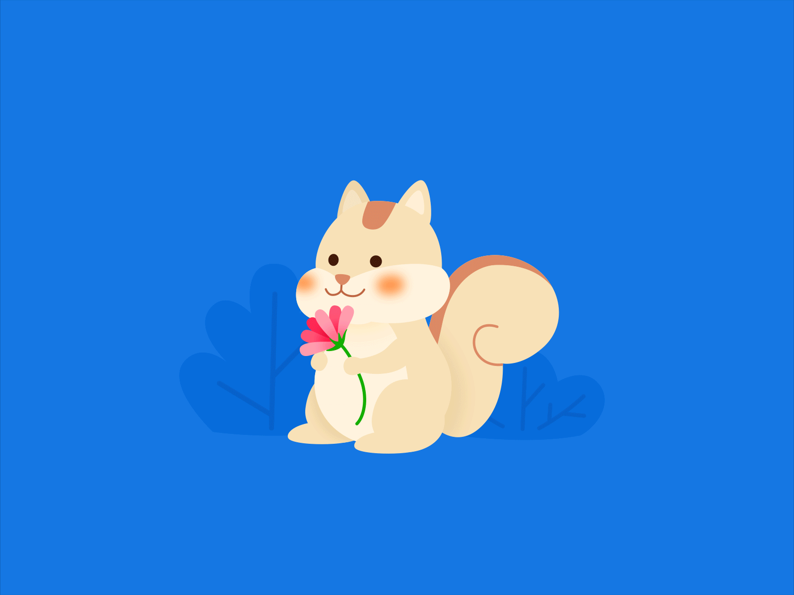 Squirrel loves flowers🐿🌸 baby character cute cycle flower happy motiongraphics scent simple smell squirrel