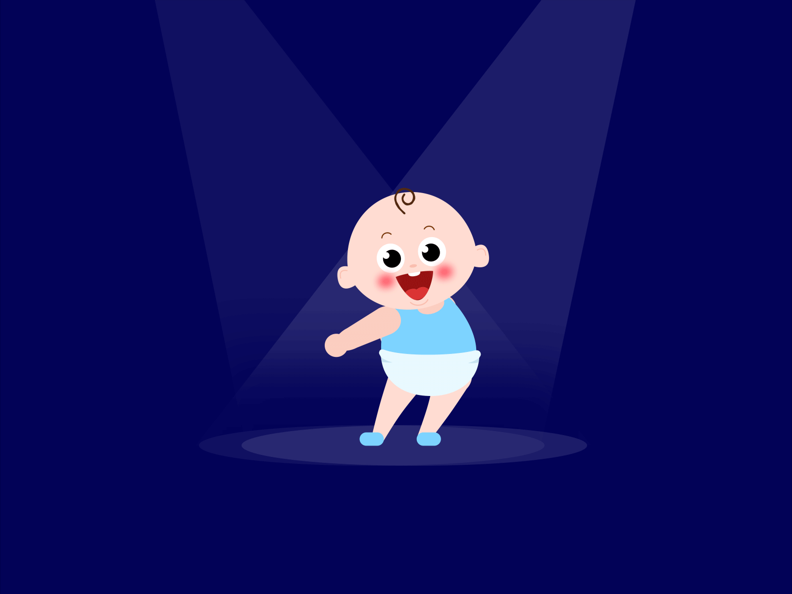 Dancing Baby👶 2danimation aftereffets animation baby backpack kid character cute cycle dance dancing happy illustration loop motiongraphics spotlight vector