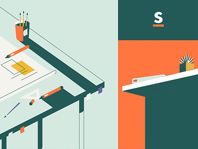 Shelf - Illustration Style I branding desk illustration isotype logo retail store style guide system workspace