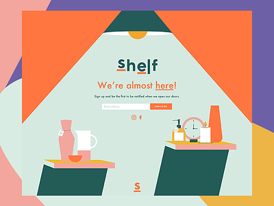 Shelf - Coming Soon Landing Page call to action cta email illustration landing page opt-in shelf suscribe ui ux web