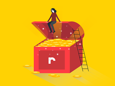 Red Sofa - Spot Illustrations II app coin illustration ladder money person spot treasure ui ux vector web