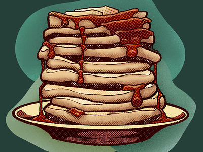Pancakes Illustration butter design dish distressed food illustration pancakes procreate retro syrup vintage