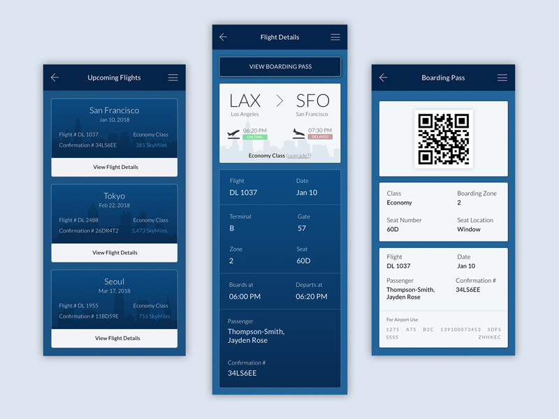 Boarding Pass Mobile App by Jen McArdle on Dribbble