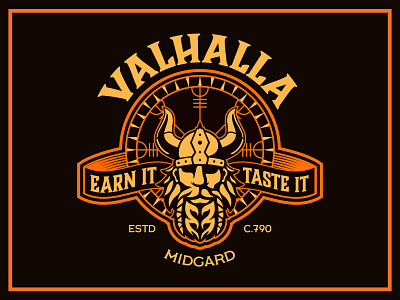 Valhalla - Viking Logo art badge branding design illustration logo mead typography vector viking