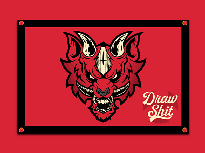 Demon Wolf Flag art badge branding design dribbble illustration logo typography vector wolf