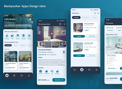 Backpacker Apps Design backpacker app booking app design idea homestay booking uiux