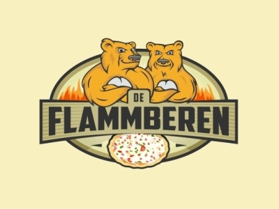 Logo design for De Flammberen bear food logo pizza