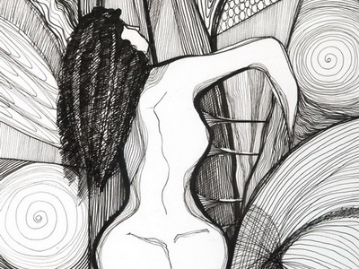 Nude Back akt pen drawing