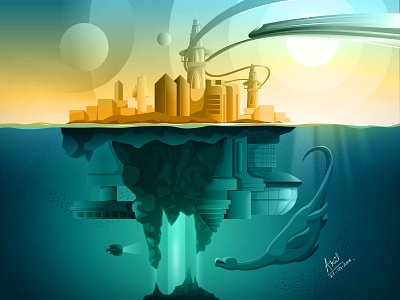 Beyond The Surface creative creature illustration landscape under water