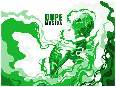 Dope Music digital art illustrator character designing music smoke