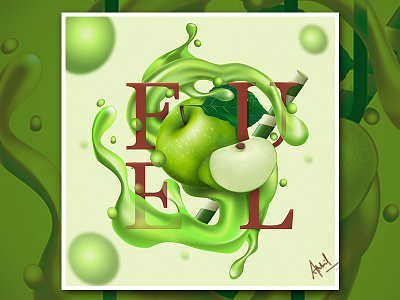 Green Apple creative green apple illustrator splash vector