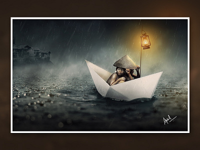Papper Boat creative digital art digital painting photo manipulation