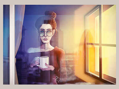 Coffee Cup coffee cup digital art digital painting illustration women