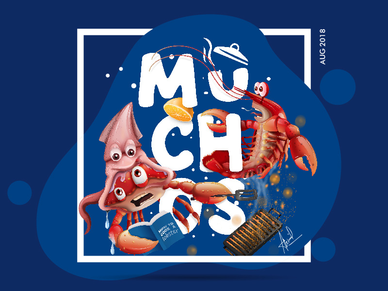 Sea Food Feasta sea food illustrator character designing creative mesh tool illustrator