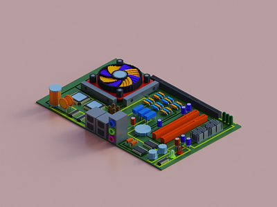 PCB - Printed Circuit Board (Voxel) 3d design flat graphic design illustration isometric voxel
