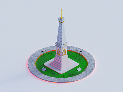 Voxel - Tugu Yogyakarta 3d art design flat illustration illustrator isometric lowpoly voxel