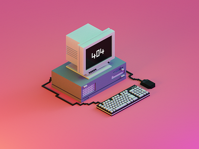 Voxel - Old PC 3d computer design flat illustration illustrator isometric simple voxel