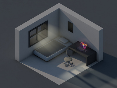 Cozy room 2 c4d isometric minimal vlasuhiro