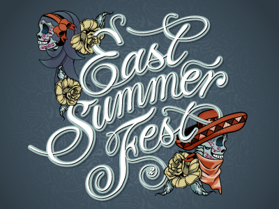 East Summer Fest artwork design east east summer fest fest flowers graphic graphic design illustration lettering letters logo logotype mexican skulls skulls summer type typography vector