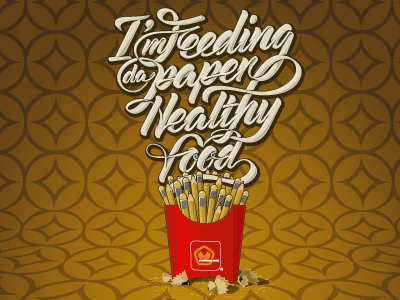 I'm feeding da paper healthy food artwork design fries graphic graphic design healthy healthy food illustration lettering letters mac donalds pencil type typography vector